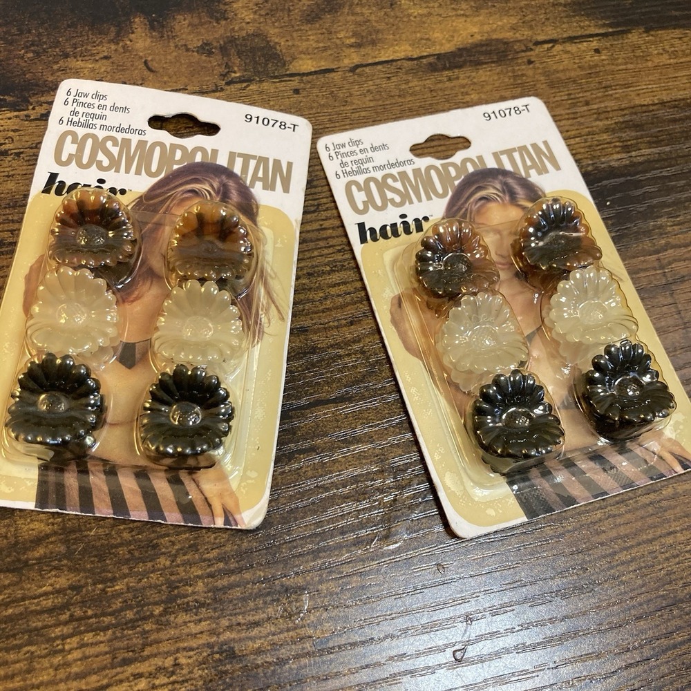 Vintage 1999 Cosmopolitan Hair 12 Mini Daisy Jaw‎ Clips Pack Lot Black Brown Y2K